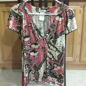 Ladies Speechless Multi-Colored V-Neck Cap Sleeve